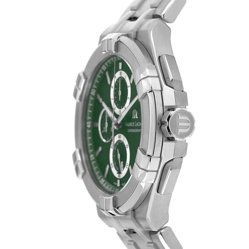 MAURICE LACROIX AIKON SILVER STAINLESS STEEL GREEN DIAL CHRONOGRAPH