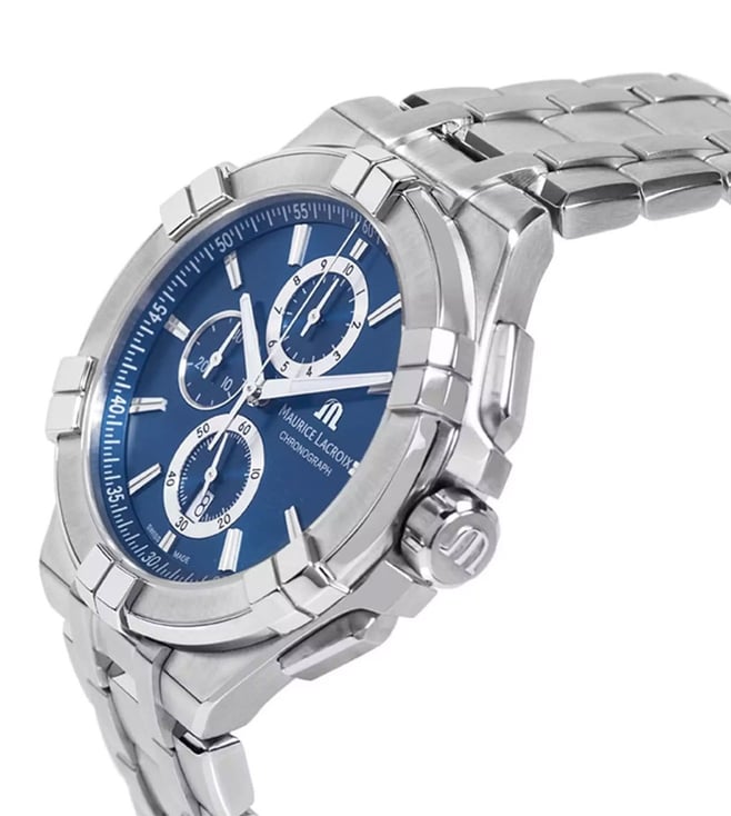 MAURICE LACROIX AIKON SILVER STAINLESS STEEL BLUE DIAL CHRONOGRAPH