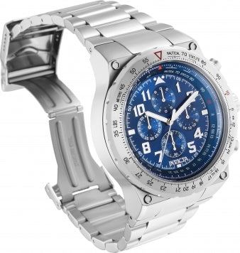 INVICTA AVIATOR SILVER STAINLESS STEEL BLUE DIAL CHRONOGRAPH
