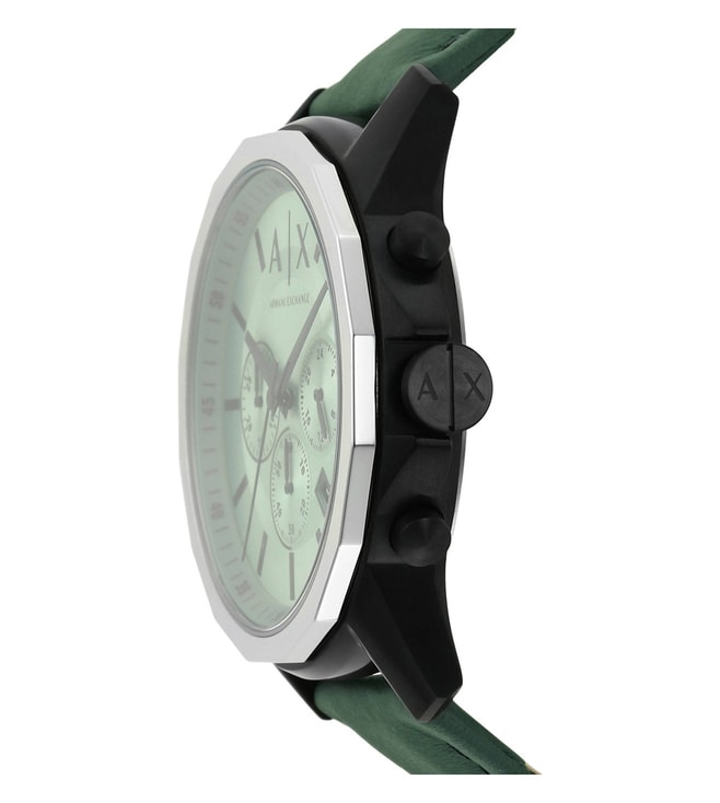 ARMANI EXCHANGE BANKS GREEN LEATHER STRAP GREEN DIAL CHRONOGRAPH