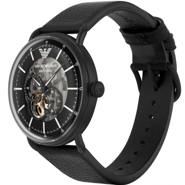 EMPORIO ARMANI AVIATOR MECCANICO BLACK