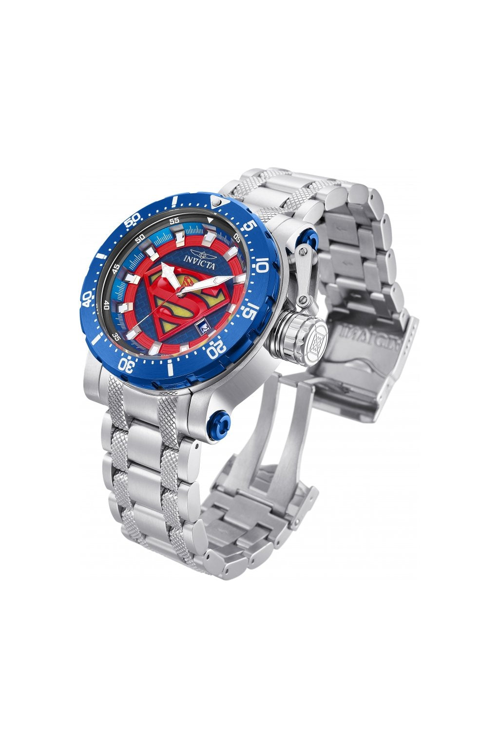 INVICTA DC SUPERMAN SILVER STAINLESS STEEL BLUE DIAL AUTOMATIC