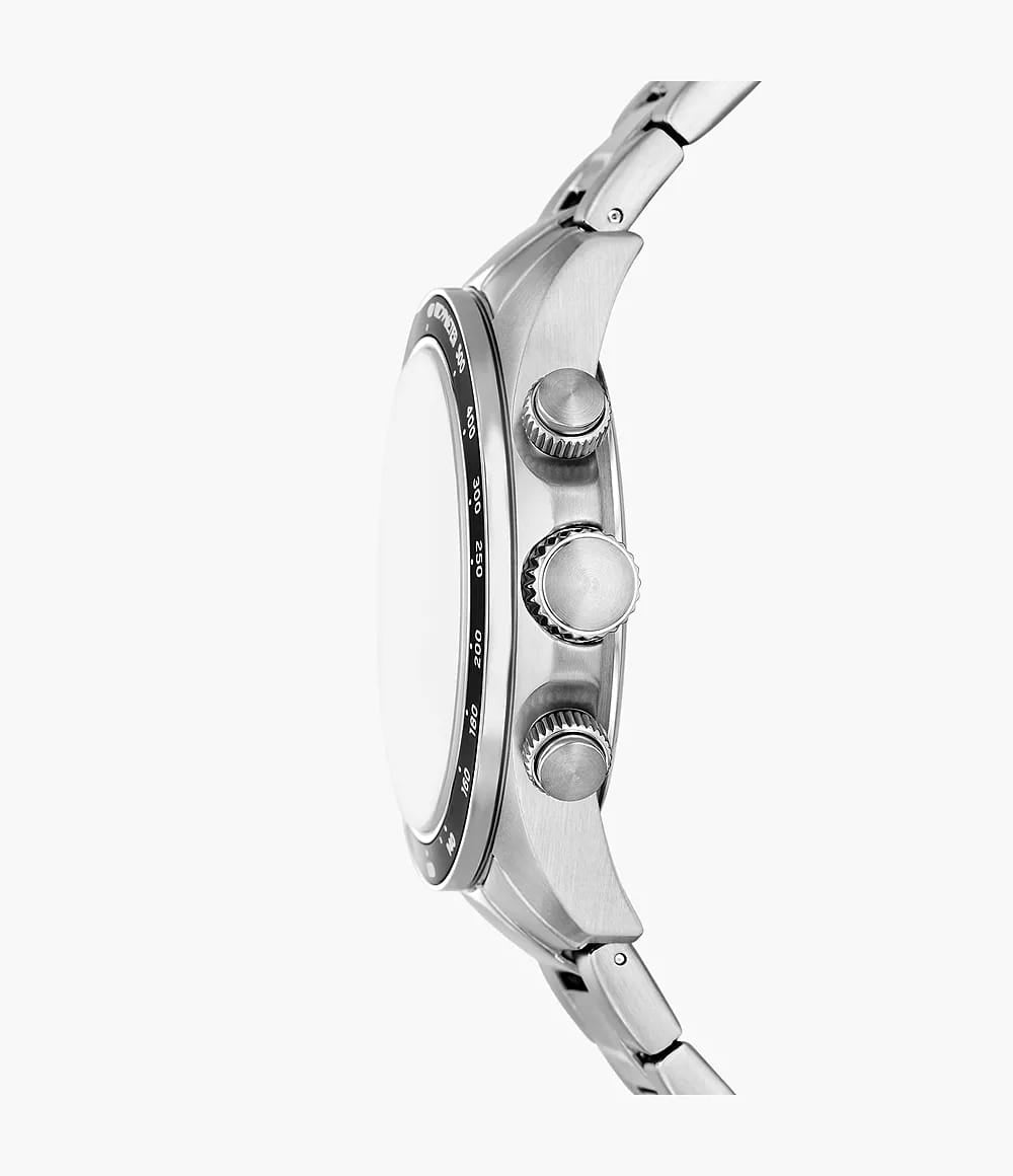 FOSSIL AUTOCROSS SILVER STAINLESS STEEL RED DIAL COSMOGRAPH