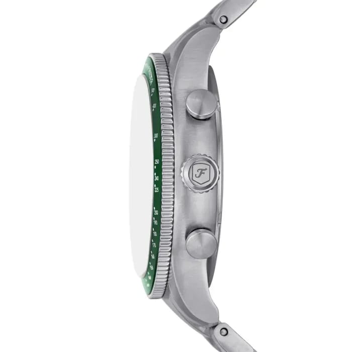 FOSSIL SPORT TOURER SILVER STAINLESS STEEL GREEN DIAL CHRONOGRAPH