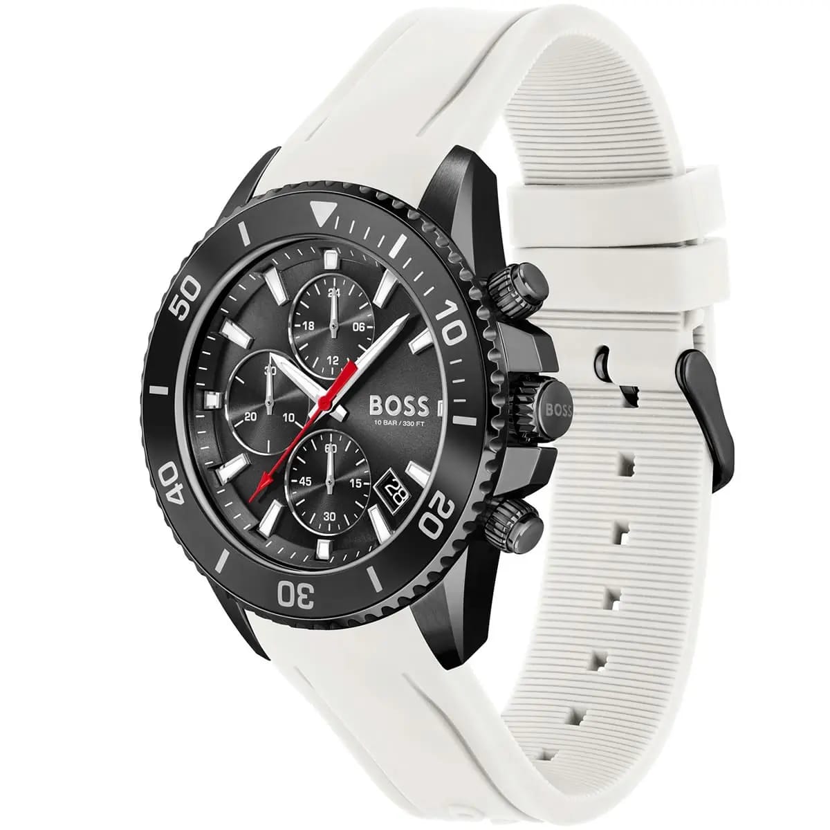 HUGO BOSS ADMIRAL WHITE SILICONE STRAP BLACK DIAL CHRONOGRAPH