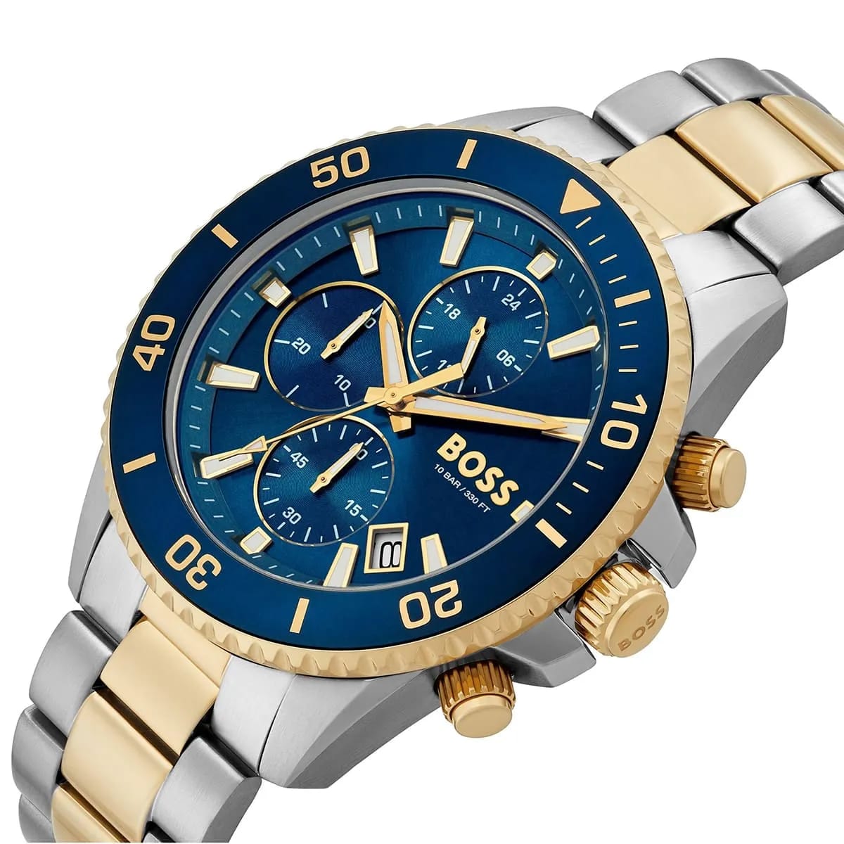 HUGO BOSS ADMIRAL TWO-TONE STAINLESS STEEL BLUE DIAL CHRONOGRAPH