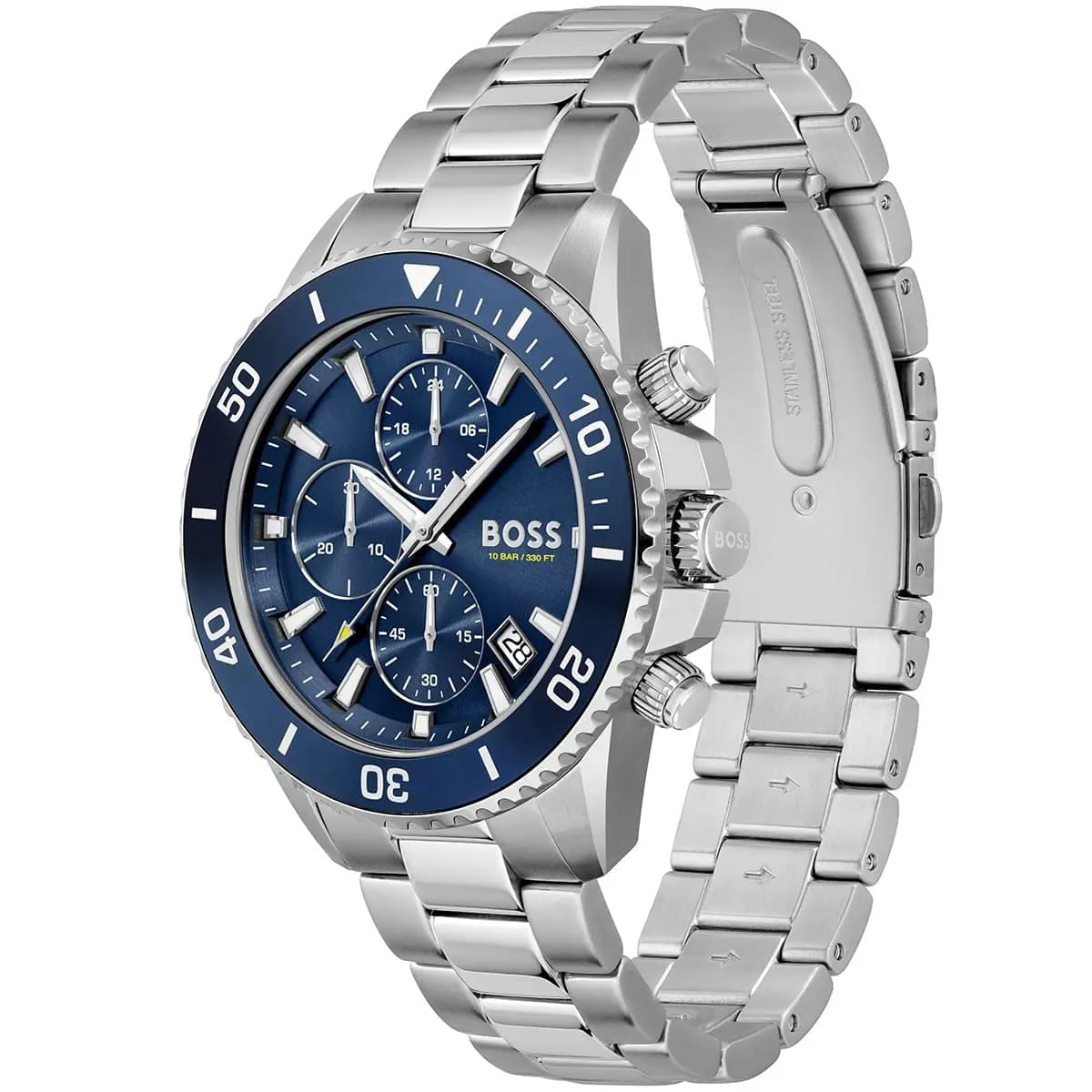 HUGO BOSS ADMIRAL SILVER STAINLESS STEEL BLUE DIAL CHRONOGRAPH