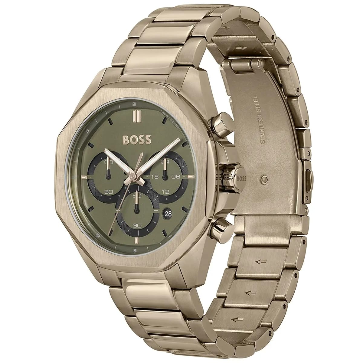 HUGO BOSS CLOUD ROSE-GOLD STAINLESS STEEL GREEN DIAL CHRONOGRAPH