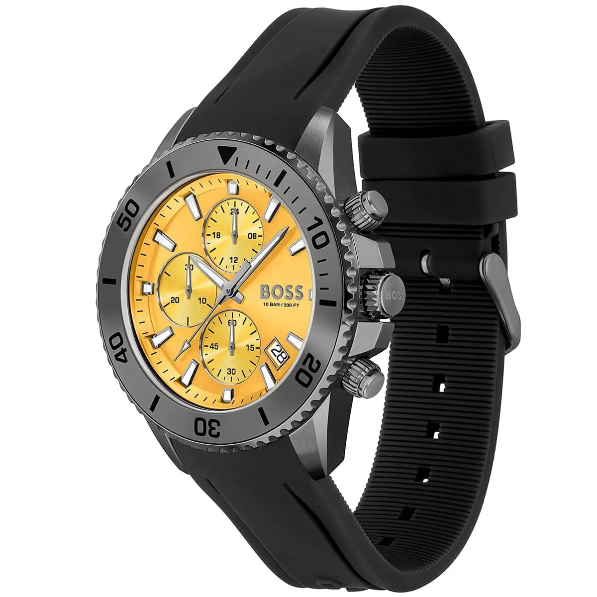 HUGO BOSS ADMIRAL BLACK SILICONE STRAP YELLOW DIAL CHRONOGRAPH