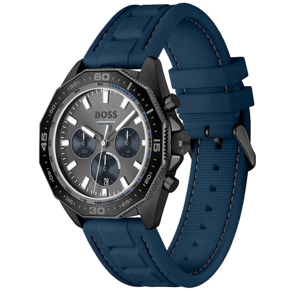 HUGO BOSS ENERGY BLUE SILICONE STRAP GREY DIAL CHRONOGRAPH