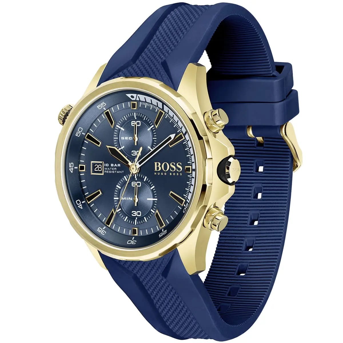 HUGO BOSS GLOBETROTTER BLACK SILICONE STRAP GREY DIAL CHRONOGRAPH