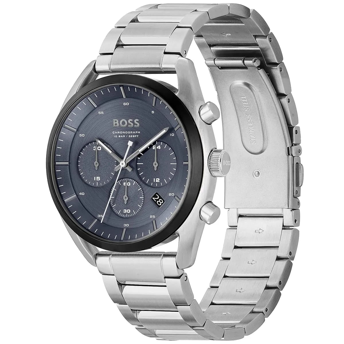 HUGO BOSS TOP SILVER STAINLESS STEEL BLUE DIAL CHRONOGRAPH