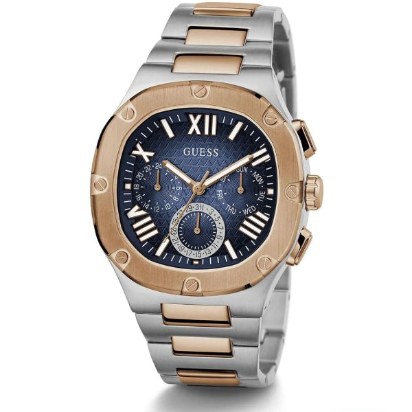 GUESS HEADLINE TWO-TONE STAINLESS STEEL BLUE DIAL