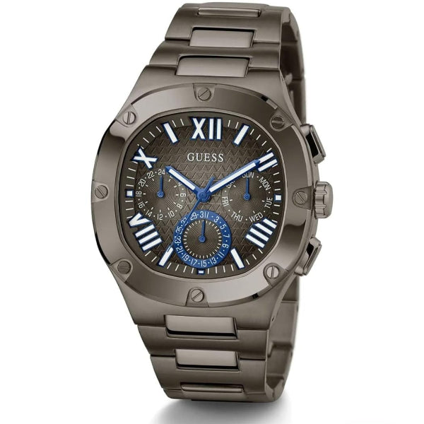 GUESS HEADLINE GUNMETAL STAINLESS STEEL GUNMETALIC DIAL