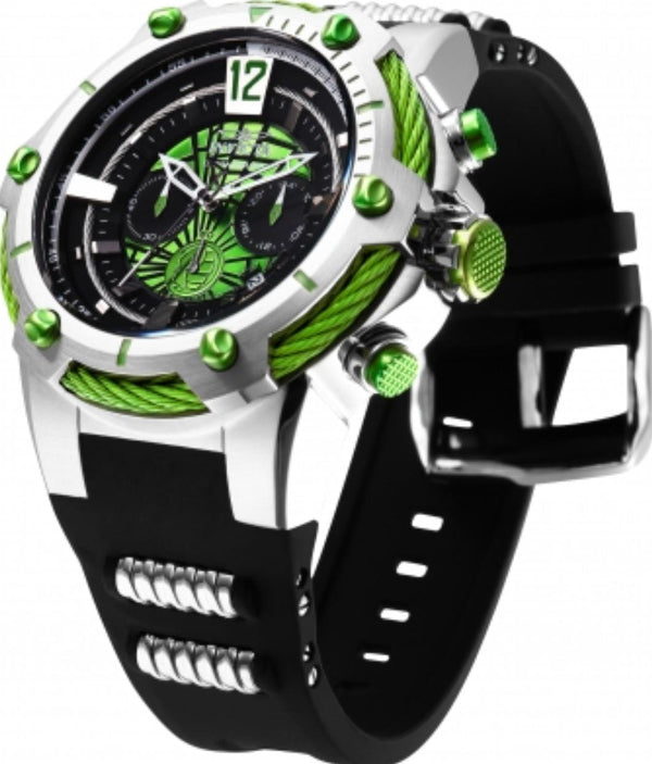 INVICTA MARVEL HULK BLACK SILICONE STRAP GREEN DIAL