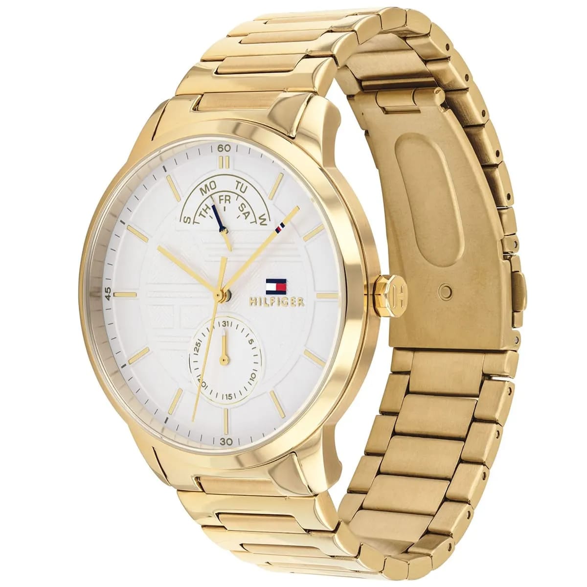 TOMMY HILFIGER HUNTER GOLD STAINLESS STEEL CHAIN WHITE DIAL COSMOGRAPH