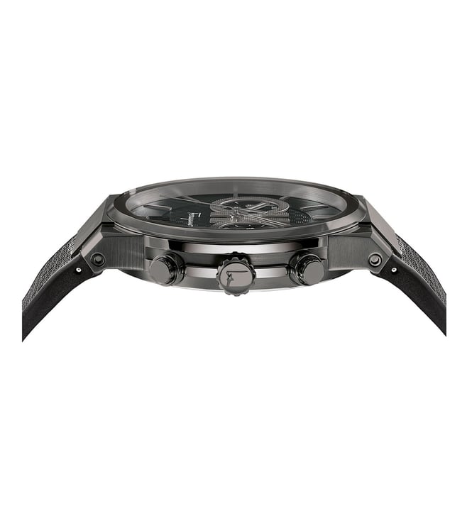 SALVATORE FERRAGAMO SAPHHIRE BLACK SILICONE STRAP BLACK DIAL