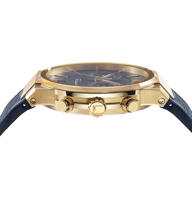 SALVATORE FERRAGAMO SAPHHIRE BLUE RUBBER STRAP BLUE DIAL