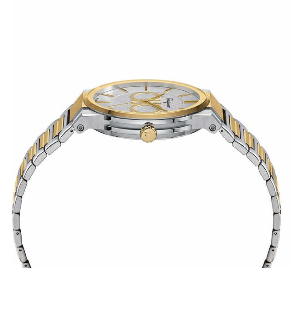 SALVATORE FERRAGAMO CONTEMPORARY SAPPHIRE TWO-TONE STAINLESS STEEL WHITE DIAL