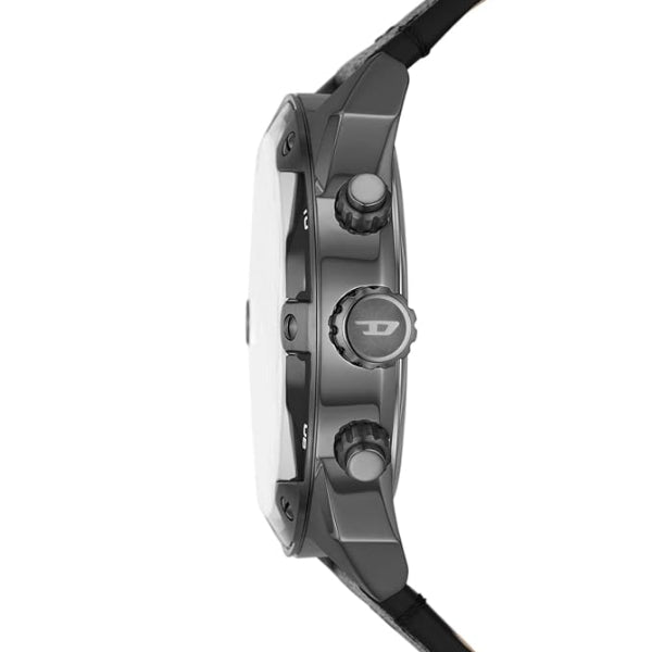 DIESEL SPIKED BLACK LEATHER STRAP GREEN DIAL