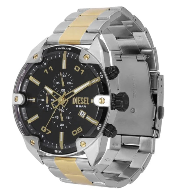 DIESEL SPIKED TWO-TONE STAINLESS STEEL BLACK DIAL