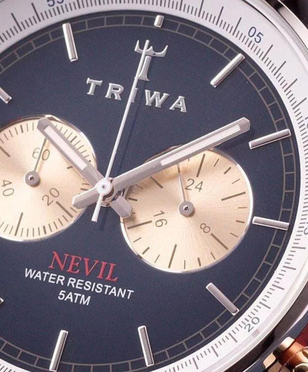 TRIWA DUKE NEVIL BROWN LEATHER STRAP NAVY BLUE DIAL
