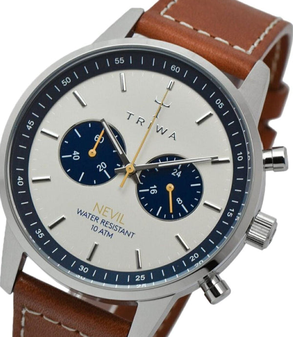 TRIWA OCEAN NEVIL BROWN LEATHER STRAP MULTI DIAL