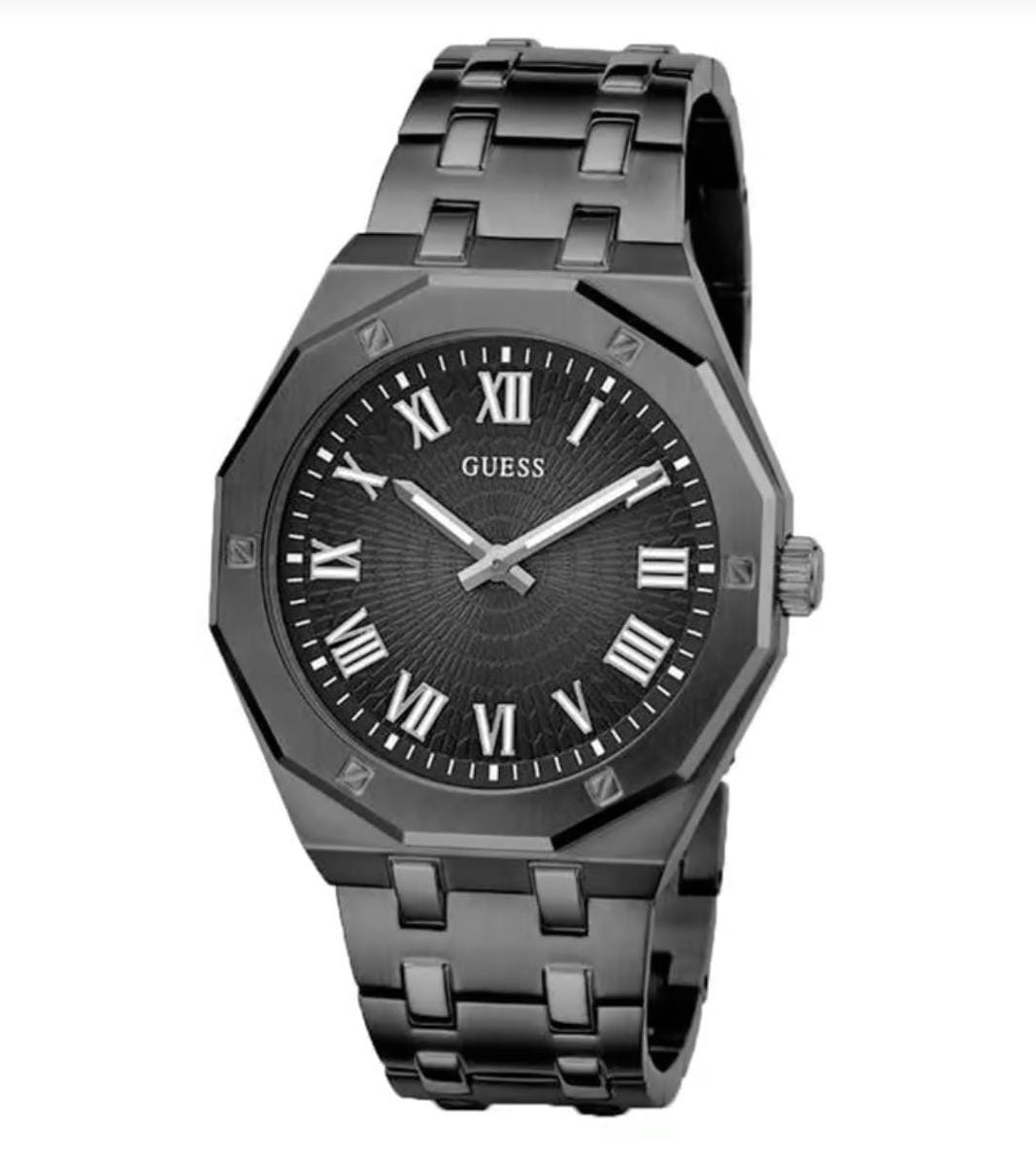 GUESS ASSET BLACK STAINLESS STEEL BLACK DIAL