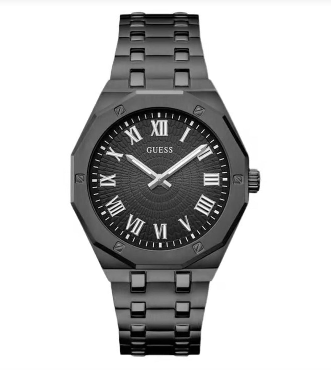 GUESS ASSET BLACK STAINLESS STEEL BLACK DIAL
