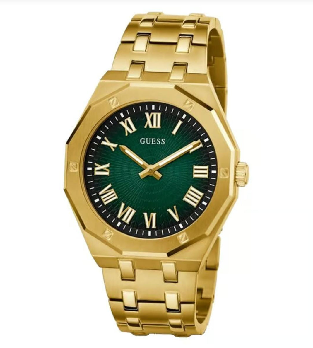 GUESS ASSET GOLD STAINLESS STEEL CHAIN GREEN DIAL