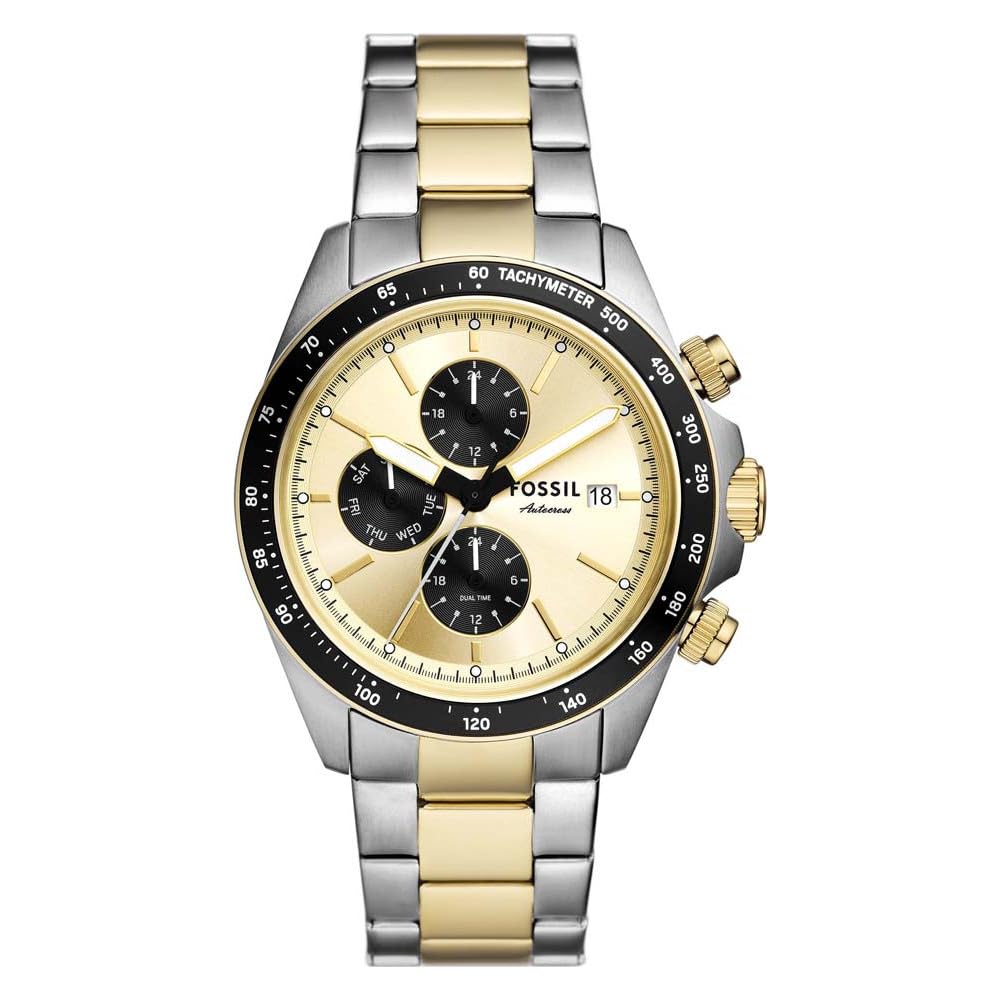 FOSSIL AUTOCOSS TWO-TONE STAINLESS STEEL GOLD DIAL COSMOGRAPH