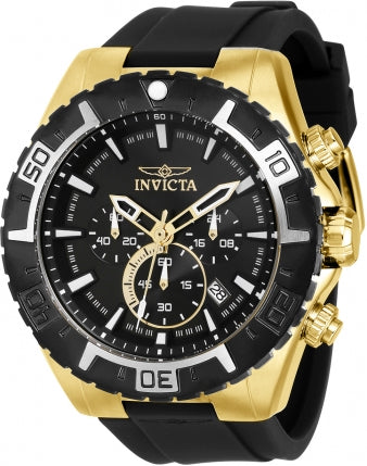 INVICTA AVIATOR BLACK SILICONE STRAP BLACK DIAL CHRONOGRAPH