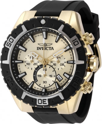 INVICTA AVIATOR BLACK SILICONE STRAP GOLD DIAL CHRONOGRAPH