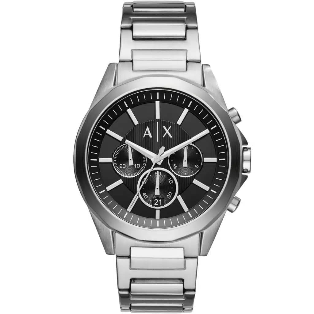 ARMANI EXCHANGE DREXLER SILVER STAINLESS STEEL BLACK DIAL CHRONOGRAPH