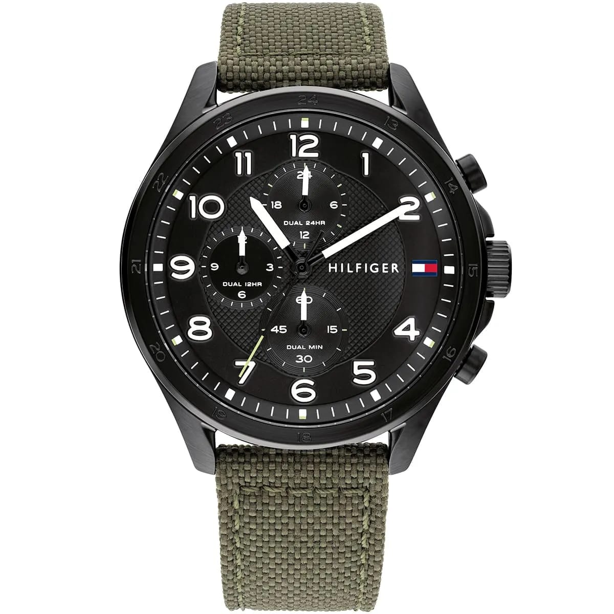 TOMMY HILFIGER AXEL GREEN NYLON STRAP BLACK DIAL CHRONOGRAPH