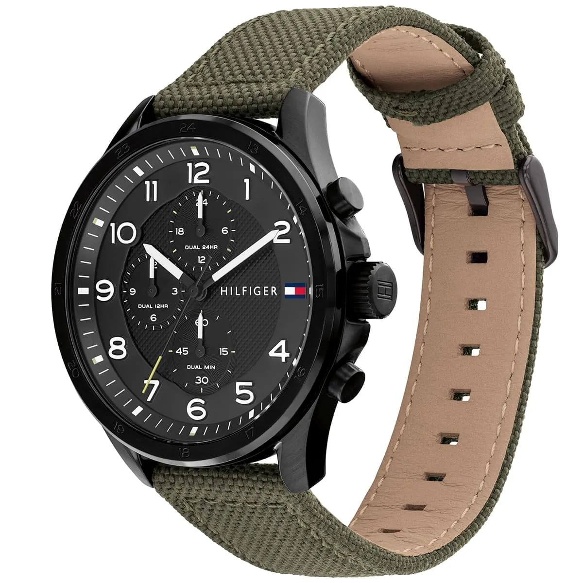 TOMMY HILFIGER AXEL GREEN NYLON STRAP BLACK DIAL CHRONOGRAPH