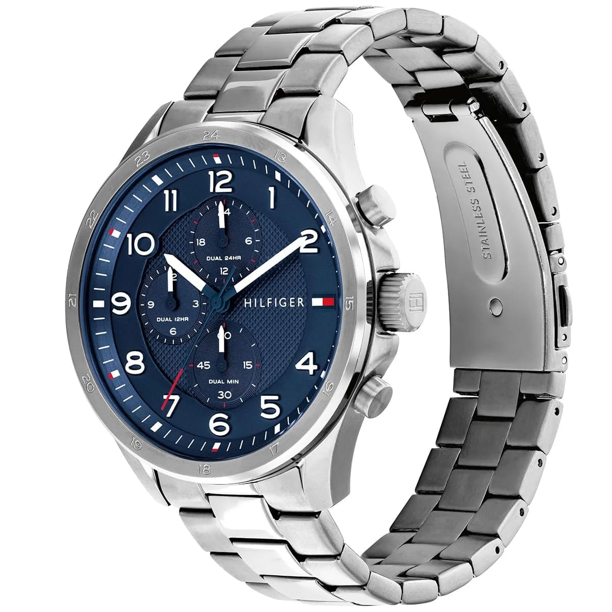 TOMMY HILFIGER AXEL SILVER STAINLESS STEEL BLUE DIAL CHRONOGRAPH
