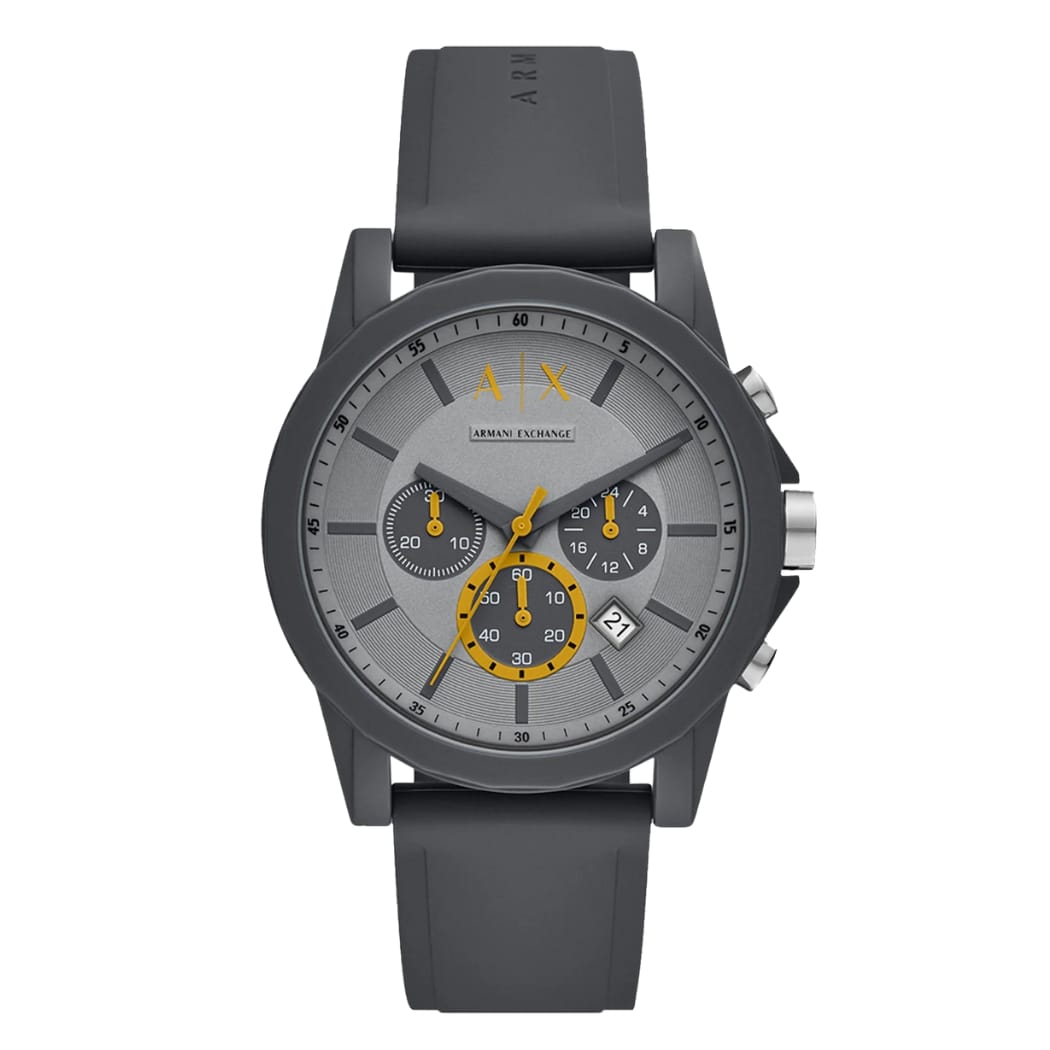 ARMANI EXCHANGE OUTERBANKS GREY SILICONE STRAP GREY DIAL CHRONOGRAPH