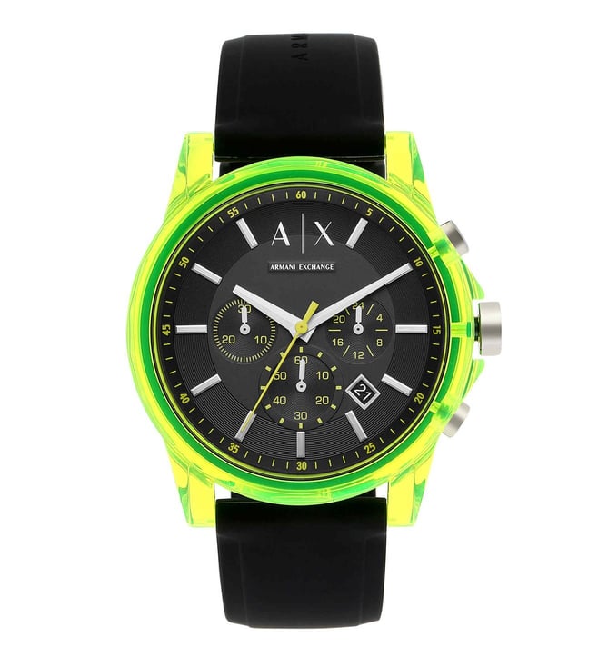 ARMANI EXCHANGE OUTER BANKS BALCK SILICONE STRAP BLACK DIAL CHRONOGRAPH