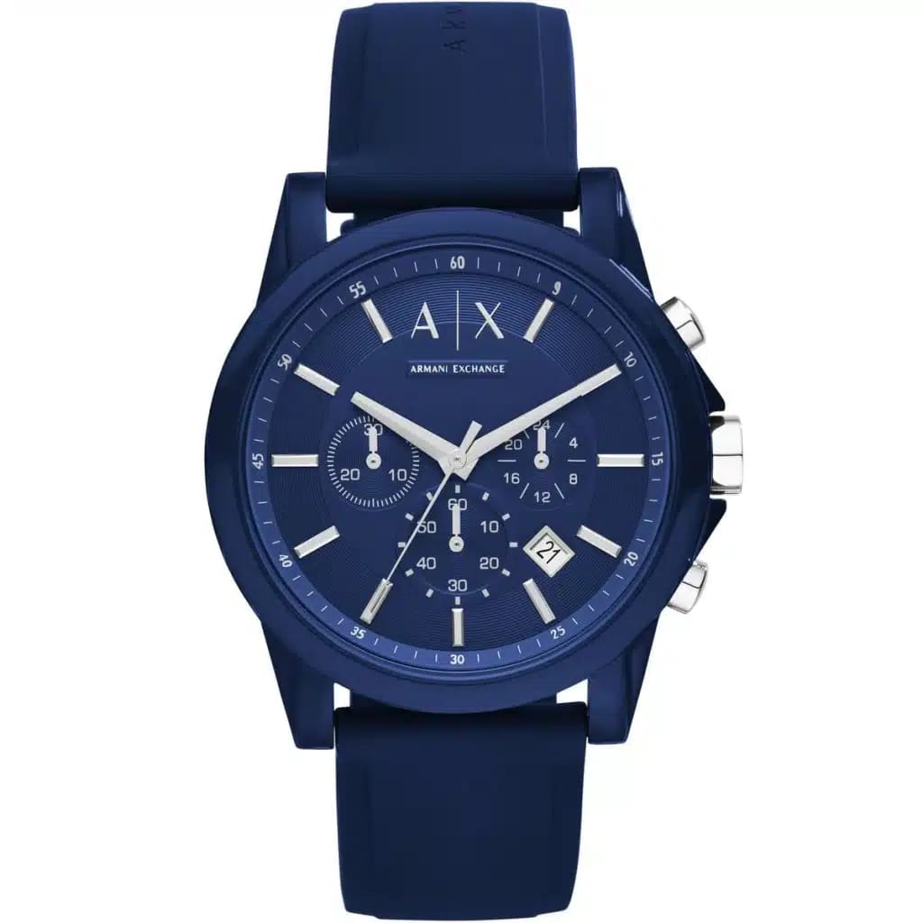 ARMANI EXCHANGE OUTERBANKS BLUE SILICONE STRAP BLUE DIAL CHRONOGRAPH