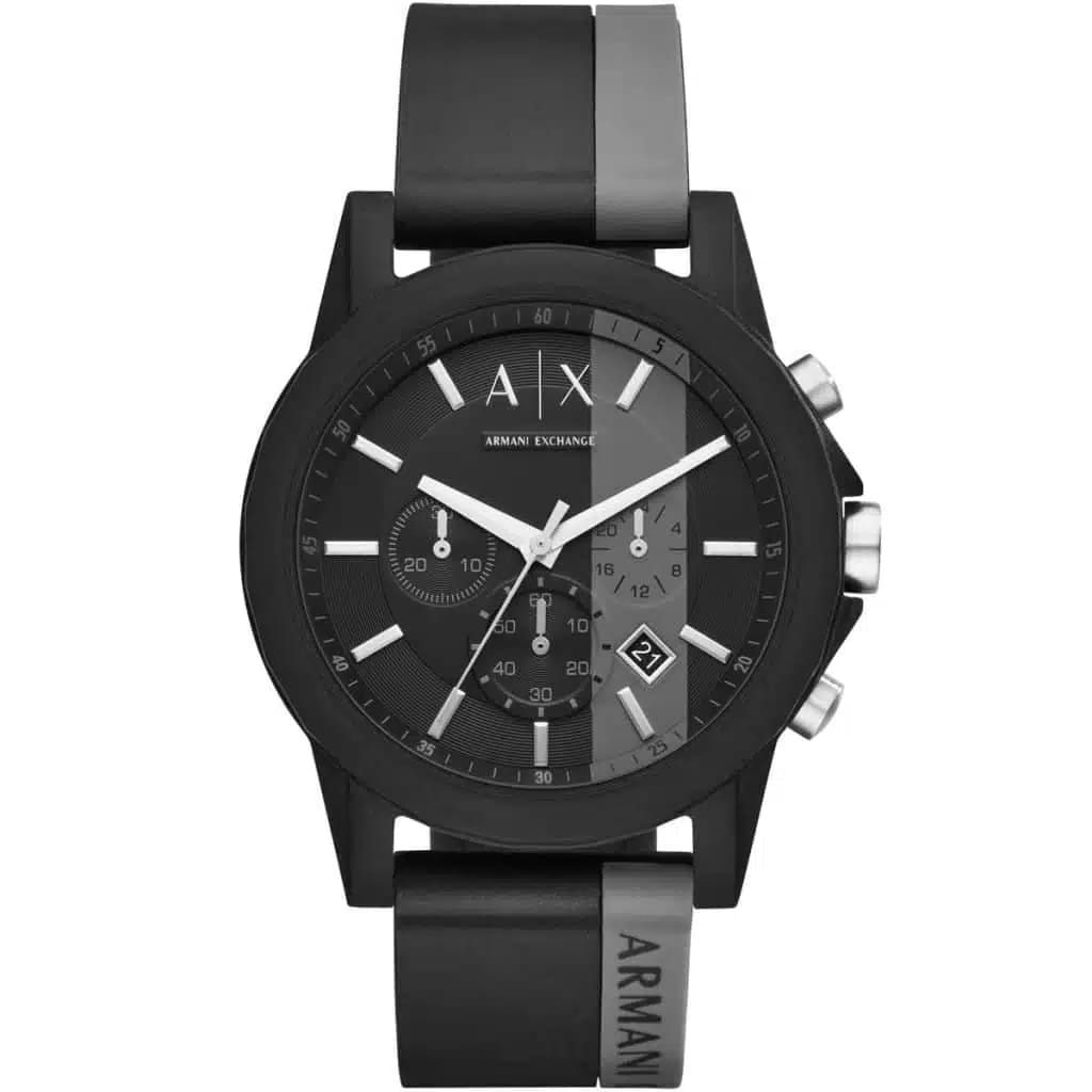 ARMANI EXCHANGE OUTERBANKS TWO-TONE SILICONE STRAP TWO-TONE DIAL CHRONOGRAPH