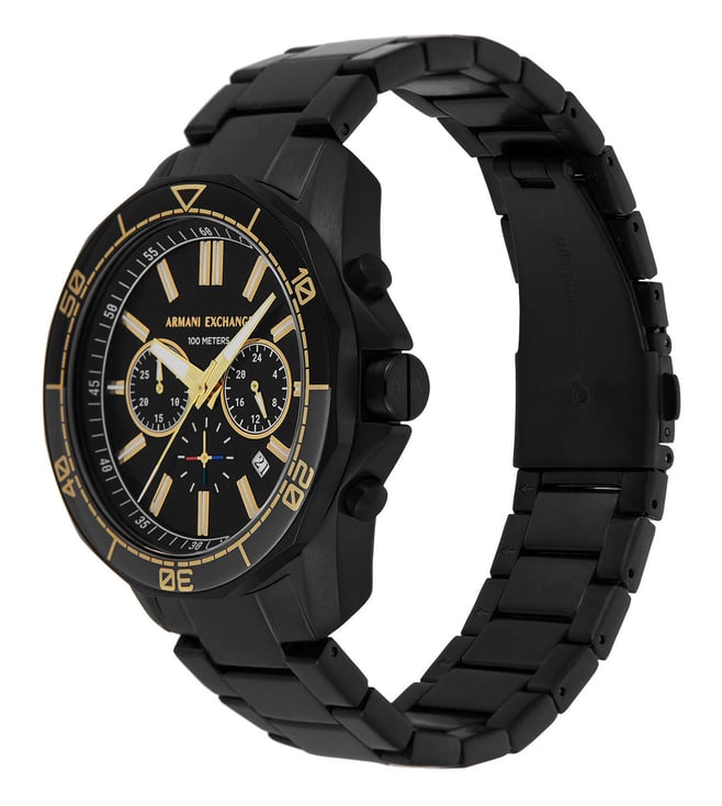ARMANI EXCHANGE SPENCER BLACK STAINLESS STEEL BLACK DIAL CHRONOGRAPH
