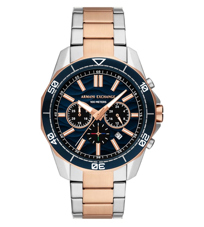 ARMANI EXCHANGE SPENCER TWO-TONE STAINLESS STEEL BLUE DIAL CHRONOGRAPH