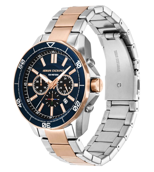 ARMANI EXCHANGE SPENCER TWO-TONE STAINLESS STEEL BLUE DIAL CHRONOGRAPH
