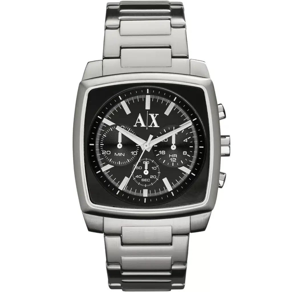 ARMANI EXCHANGE STOCKTON SILVER STAINLESS STEEL BLACK DIAL CHRONOGRAPH
