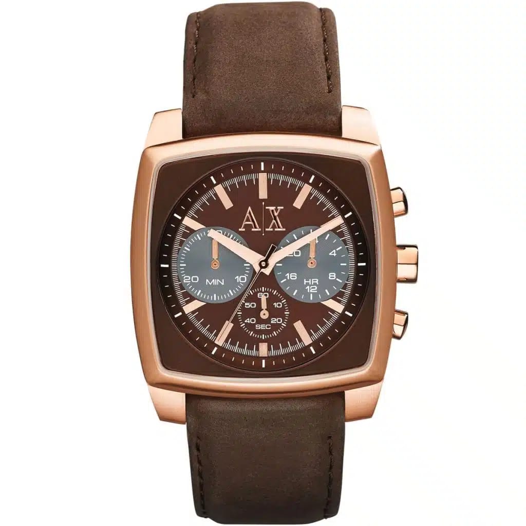 ARMANI EXCHANGE STOCKTON BROWN LEATHER STRAP BROWN DIAL CHRONOGRAPH