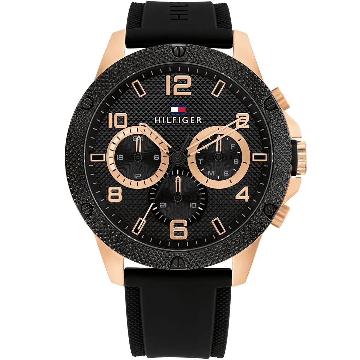TOMMY HILFIGER BLAZE BLACK SILICONE STRAP BLACK DIAL COSMOGRAPH