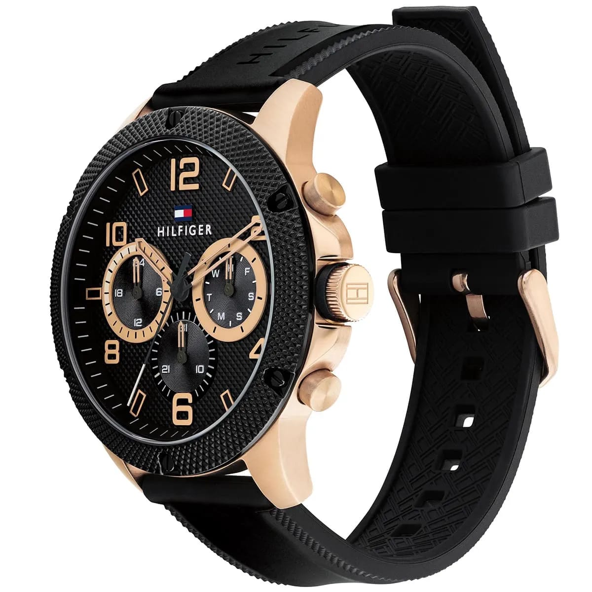 TOMMY HILFIGER BLAZE BLACK SILICONE STRAP BLACK DIAL COSMOGRAPH