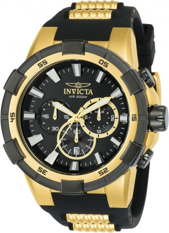 INVICTA BOLT BLACK SILICONE STRAP BLACK DIAL CHRONOGRAPH