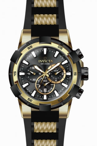 INVICTA BOLT BLACK SILICONE STRAP BLACK DIAL CHRONOGRAPH